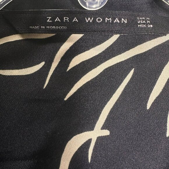 Zara Black White Abstract Print Tunic Midi Dress Size Medium‎ - Picture 14 of 14